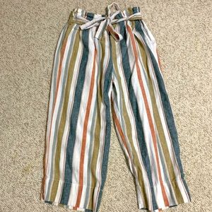 Madewell Tie-Waist Huston Pull-On Crop Pants in Stripe